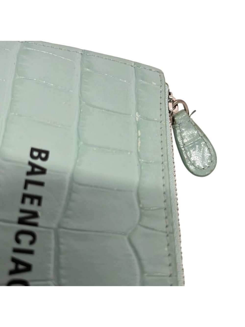 ★SOLD★ Balenciaga Coin Case Light Blue Embossed Card Leather - Picture 5 of 7